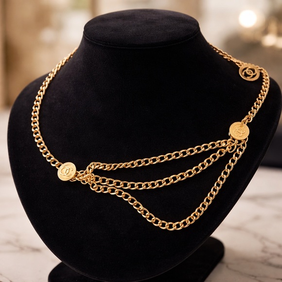 CHANEL Gold VintageTriple Chain Belt - Picture 5 of 10